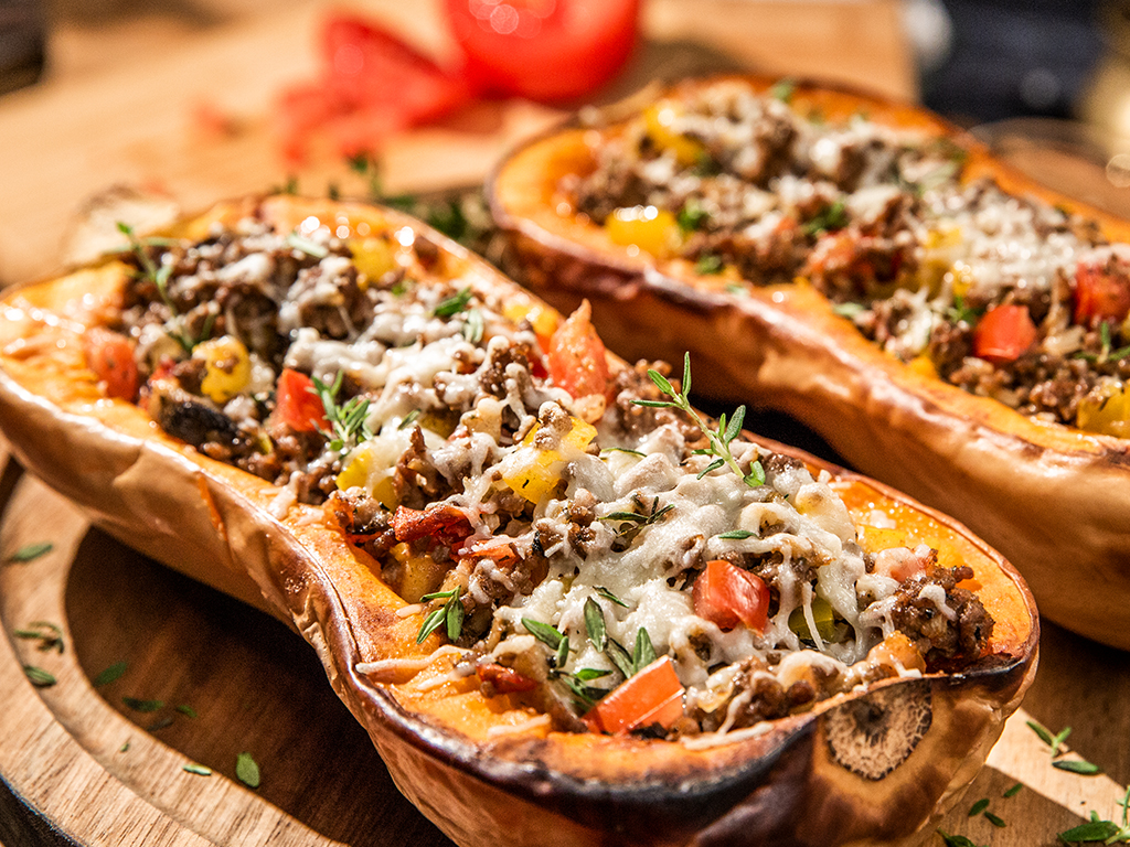 Easy Stuffed Butternut Squash with Ground Beef for Dinner