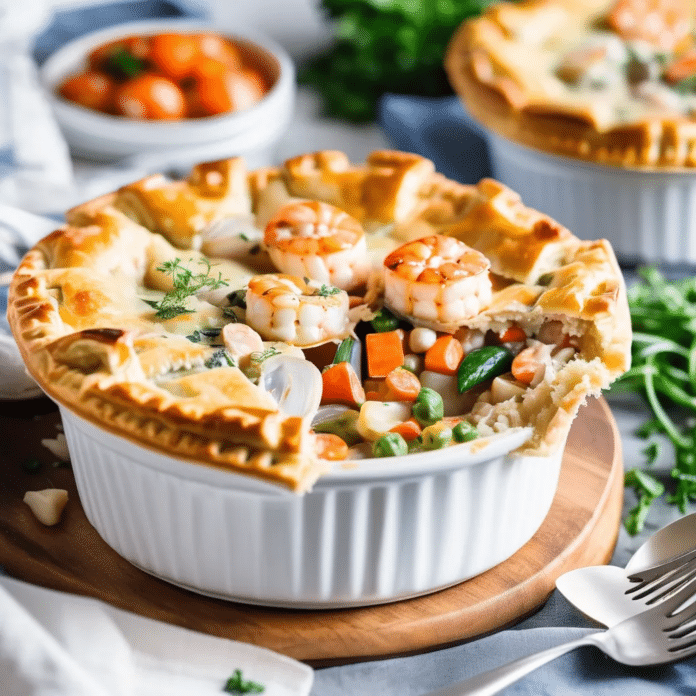 Indulgent Seafood Pot Pie with Flaky Crust & Creamy Filling