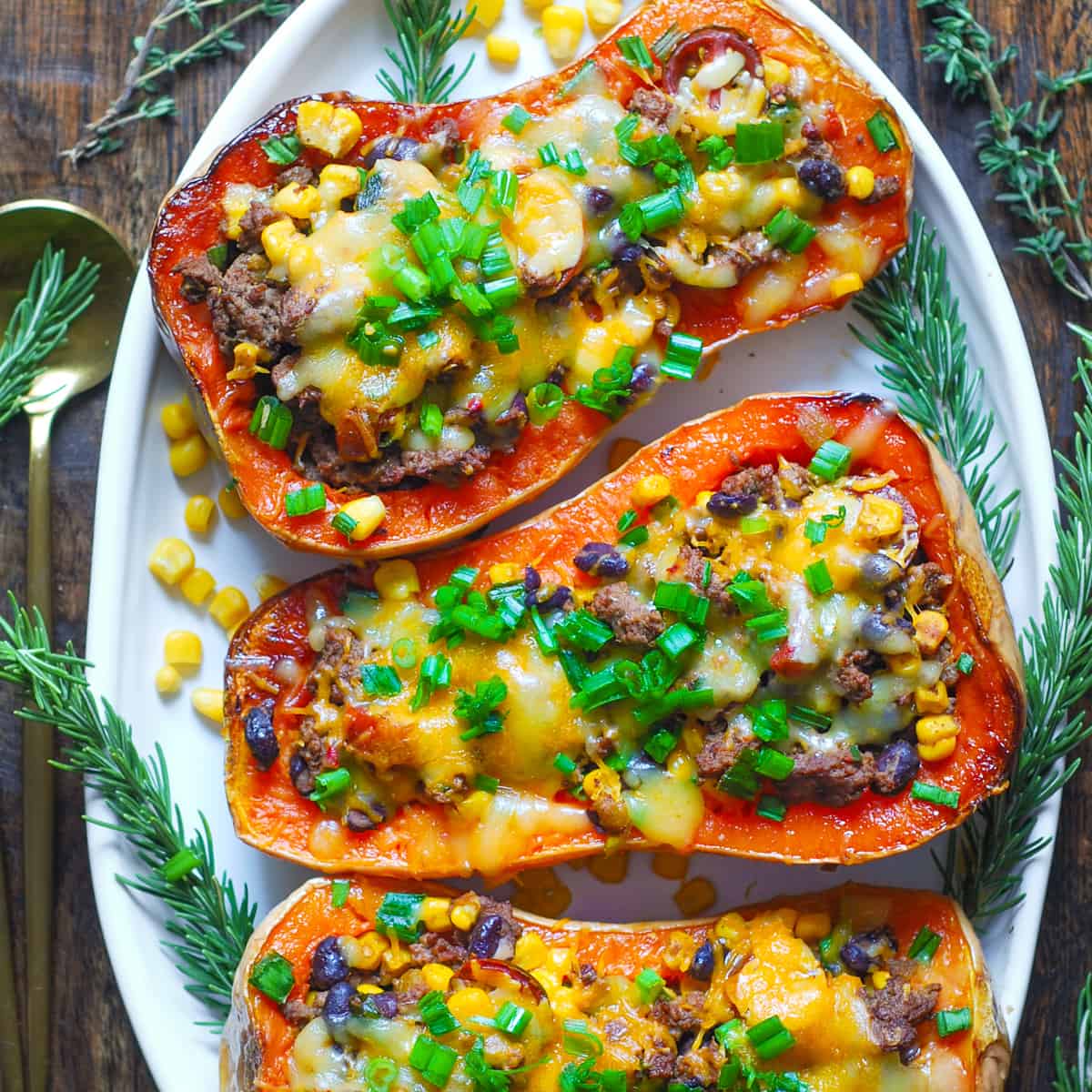 Easy Stuffed Butternut Squash with Ground Beef for Dinner