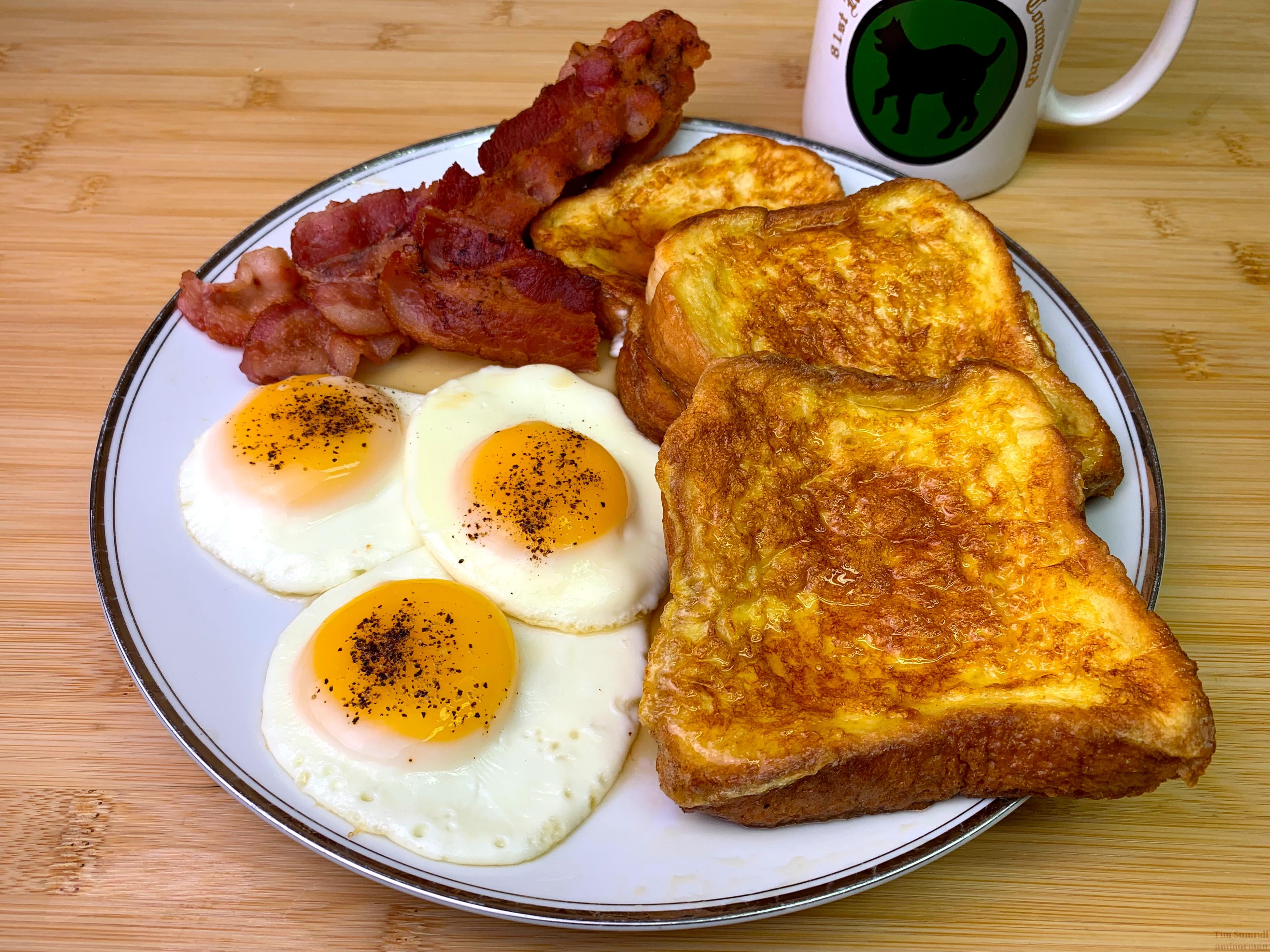 Perfect French Toast, Eggs, and Bacon for a Hearty Breakfast