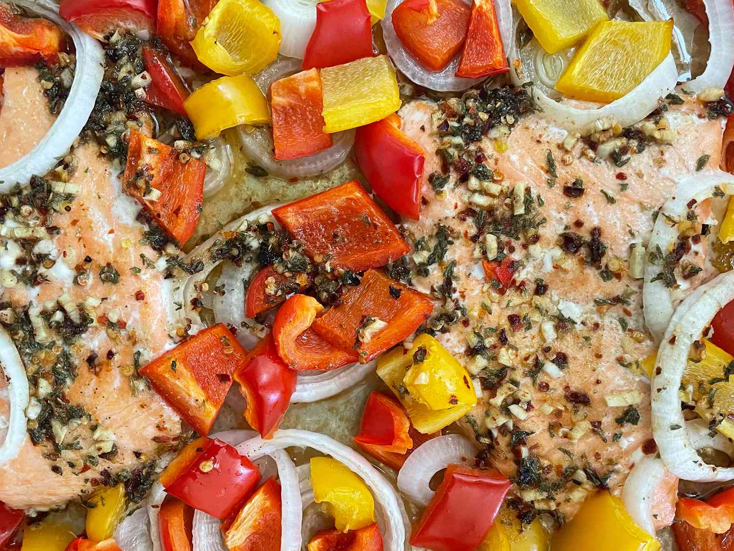 Easy Baked Salmon with Sweet Peppers and Onions for a Healthy Meal