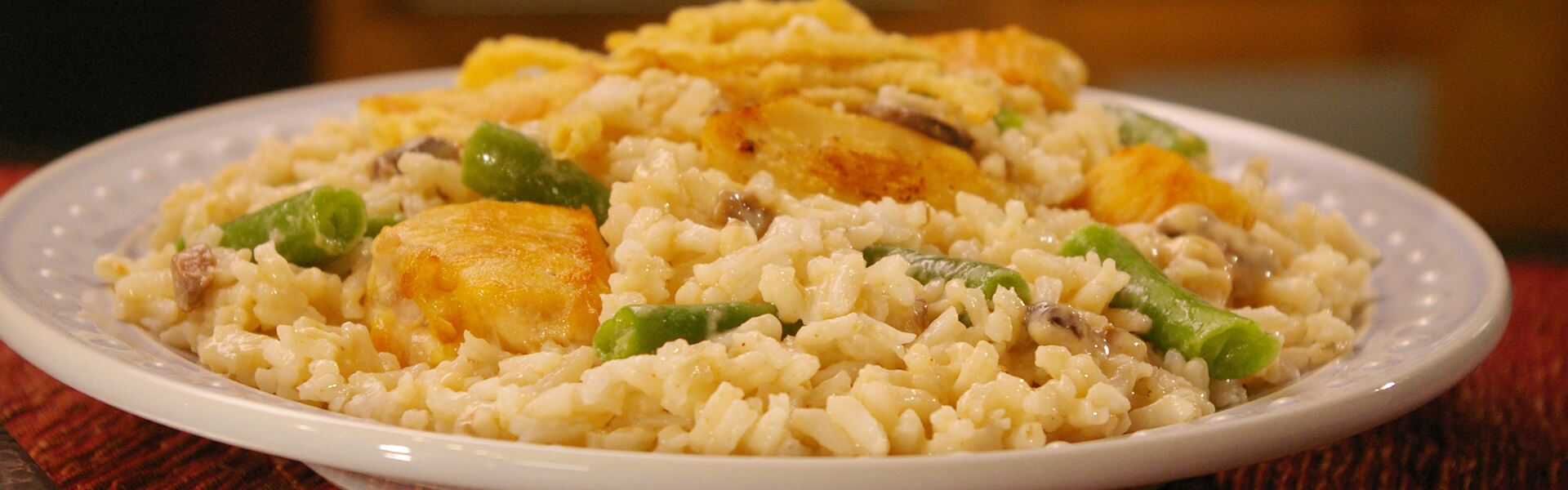 Delicious Green Bean Casserole with Chicken and Rice for Family Dinner