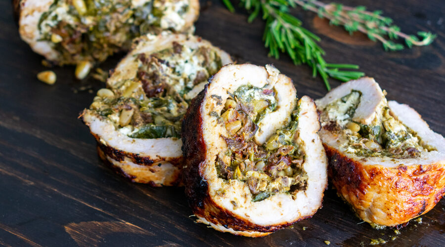 How to Make Cheese Stuffed Pork Tenderloin with Spinach and Pesto