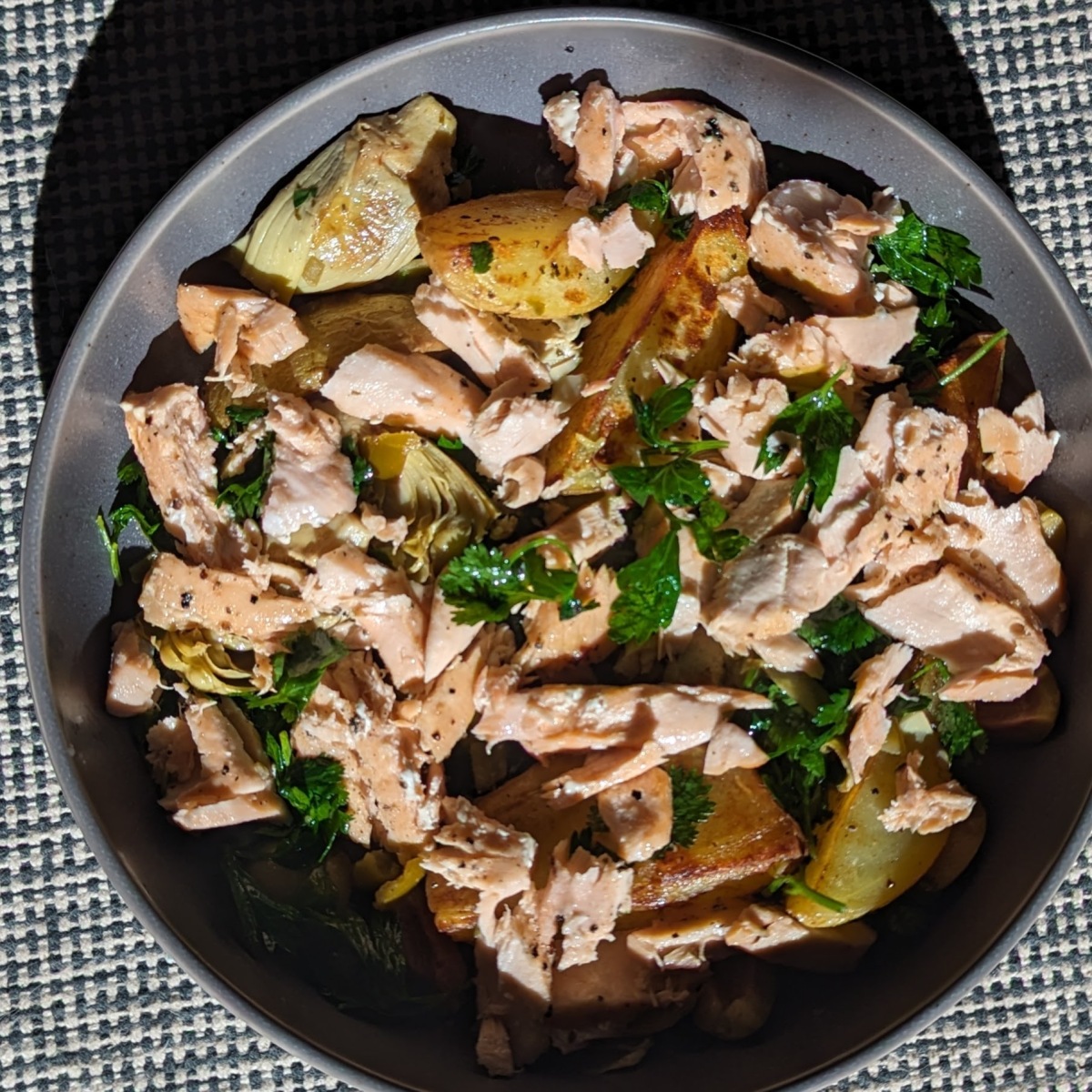 Herby Salmon and Potato Salad Recipe with Lemon and Olives