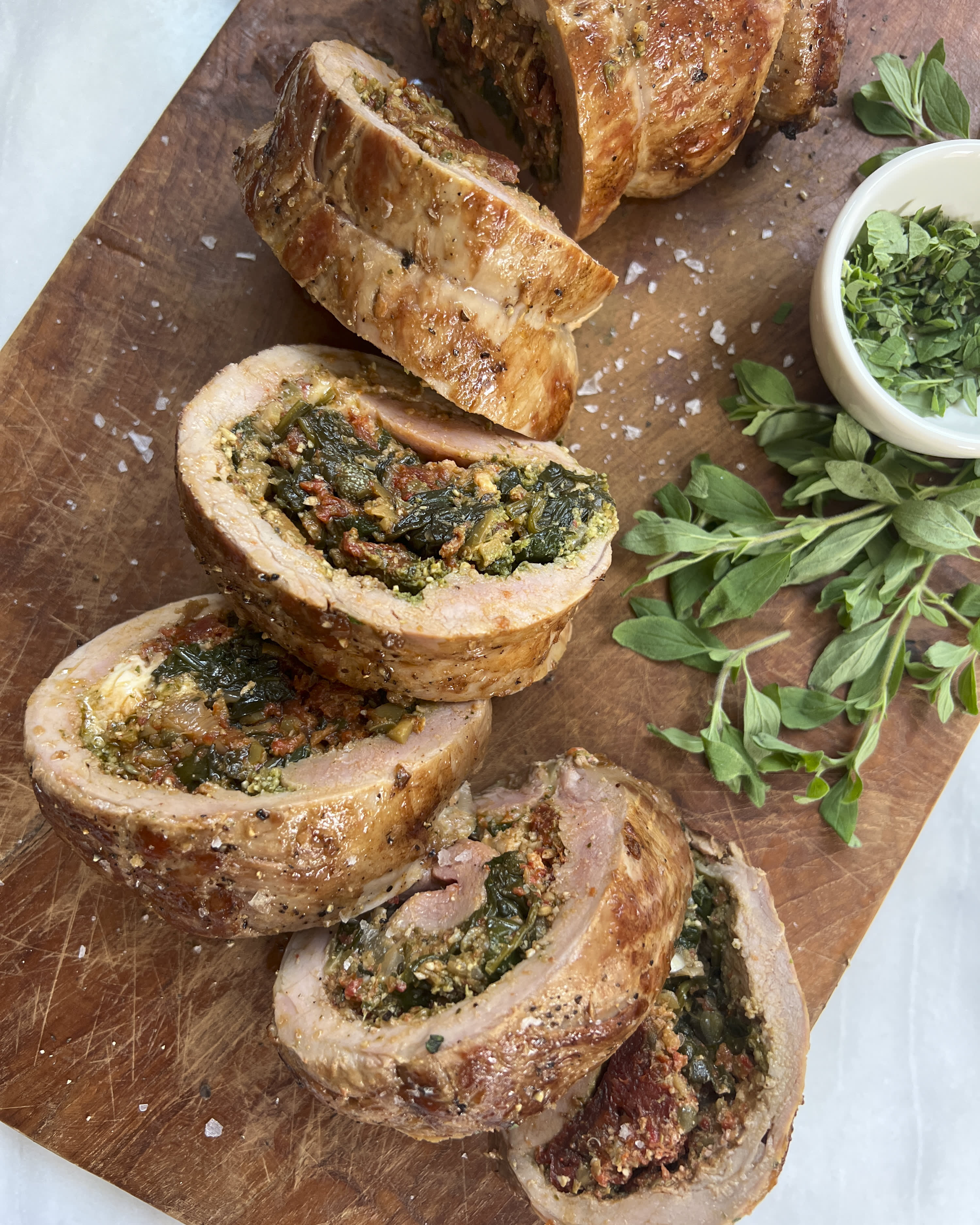 How to Make Cheese Stuffed Pork Tenderloin with Spinach and Pesto