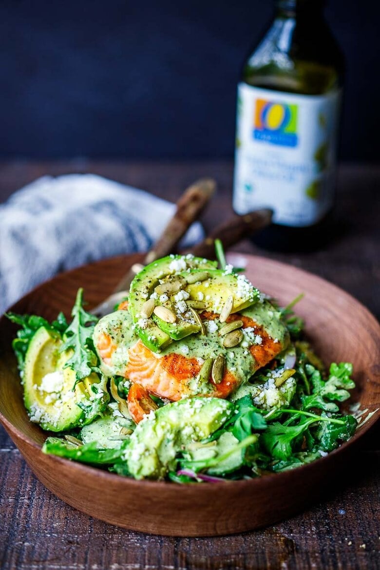 Fresh Salmon Salad with Creamy Cilantro Dressing for a Healthy Meal