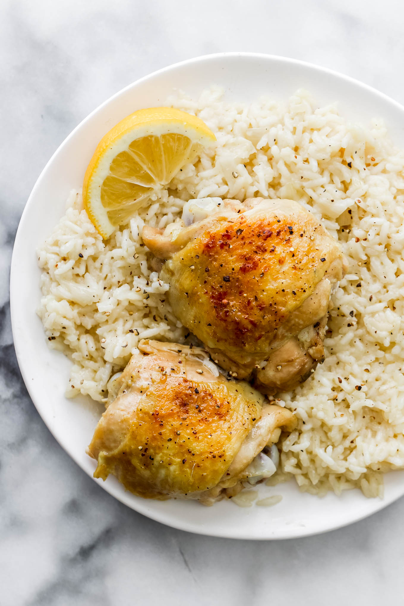 One-Pot Dutch Oven Chicken Thighs with Lemony Rice