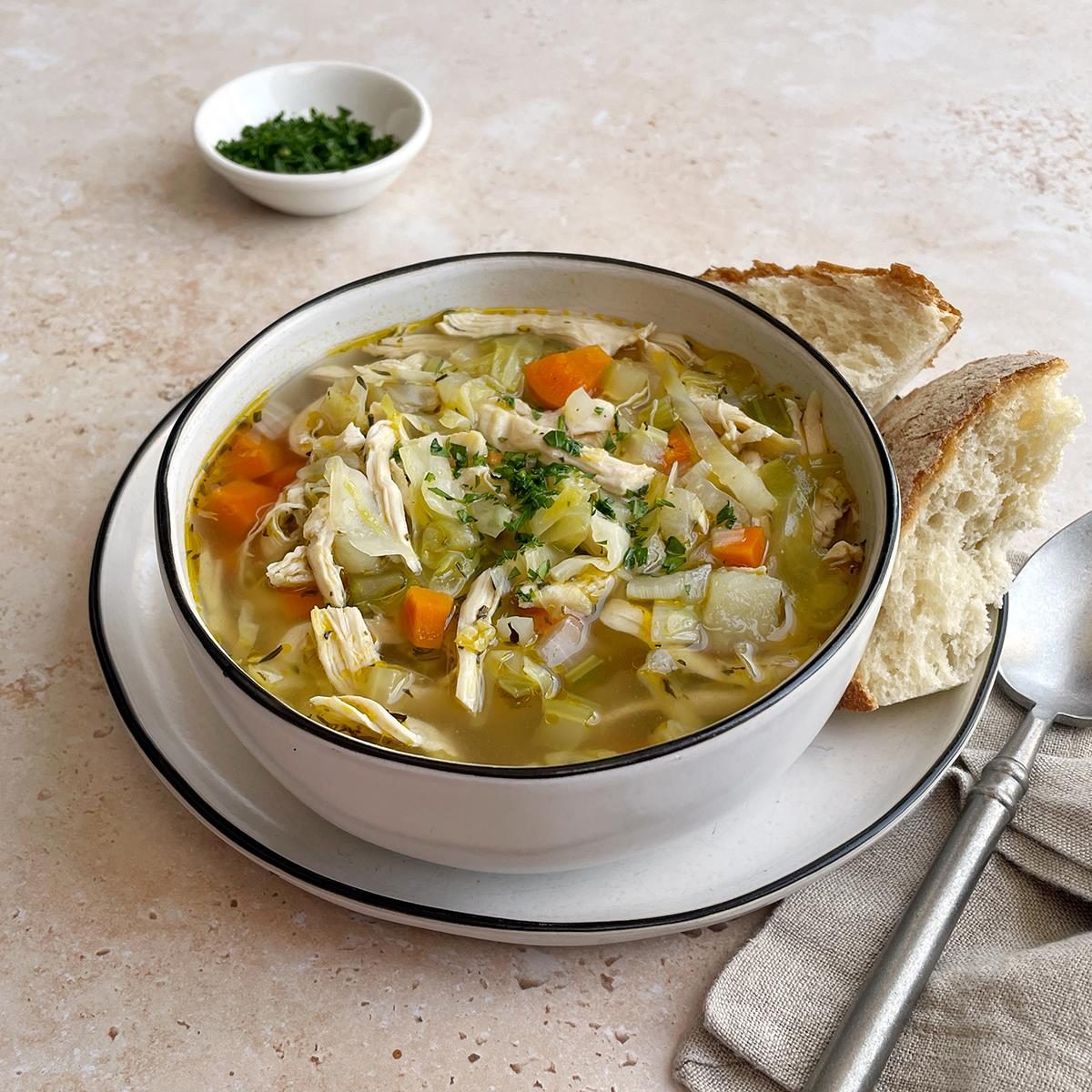 Healthy Chicken Noodle Soup with Cabbage for a Nutritious Meal