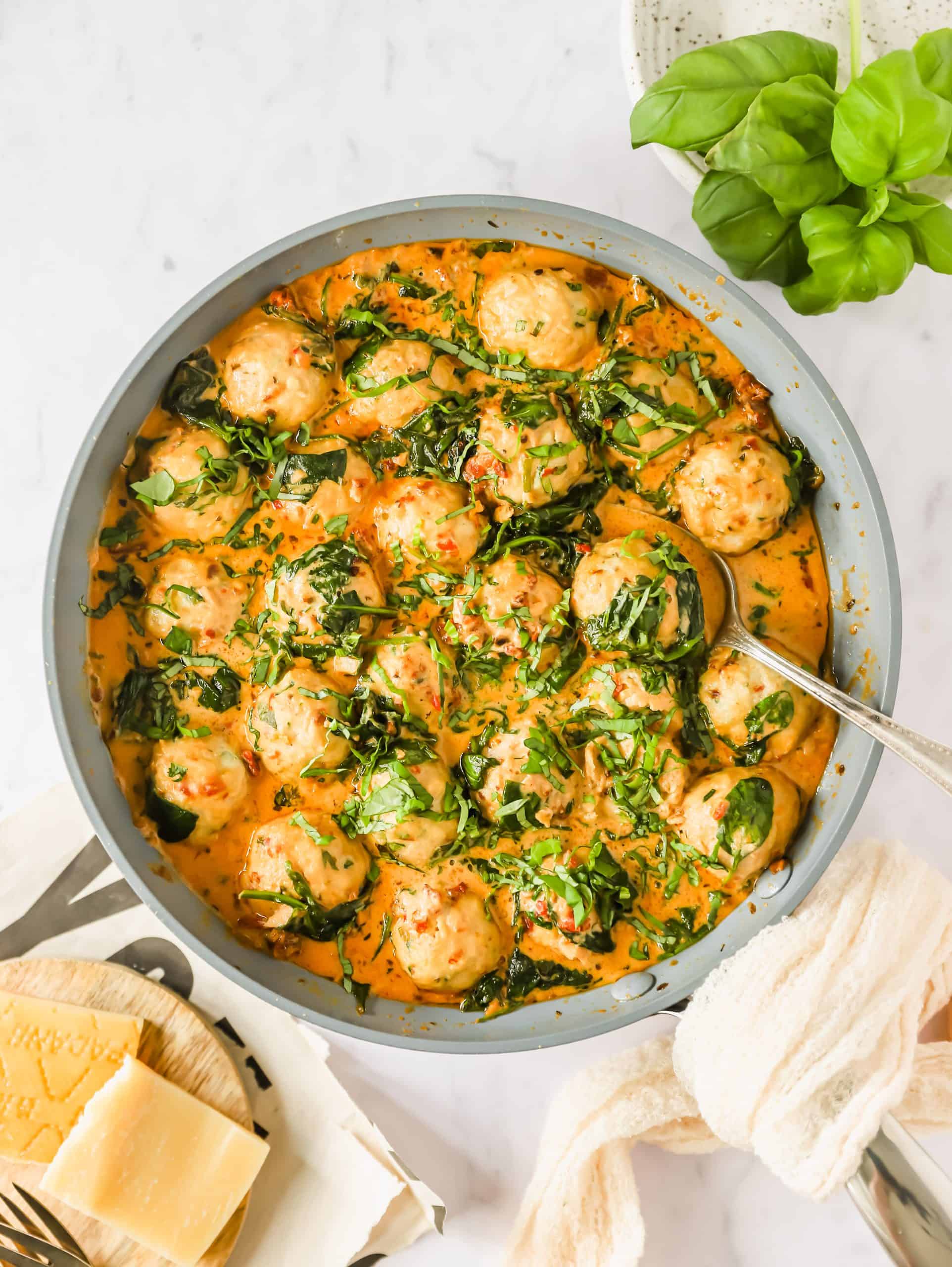 Easy Tuscan Chicken Meatballs with Gnocchi: A Rich, Creamy Dinner Recipe